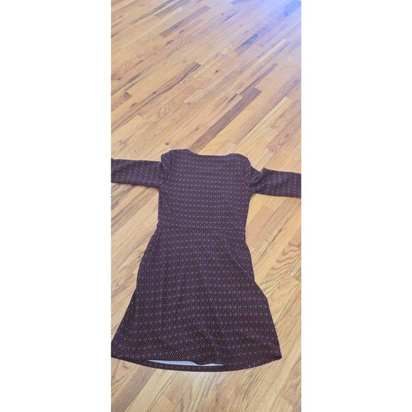 Mix By 41 Hawthorn Arava Knit Dress Sz Sm 3/4 Sleeve Pockets Geometric Burgundy - Picture 9 of 9